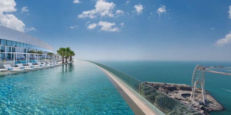 Address Beach Resort world record highest outdoor infinity pool level 77 JBR Dubai