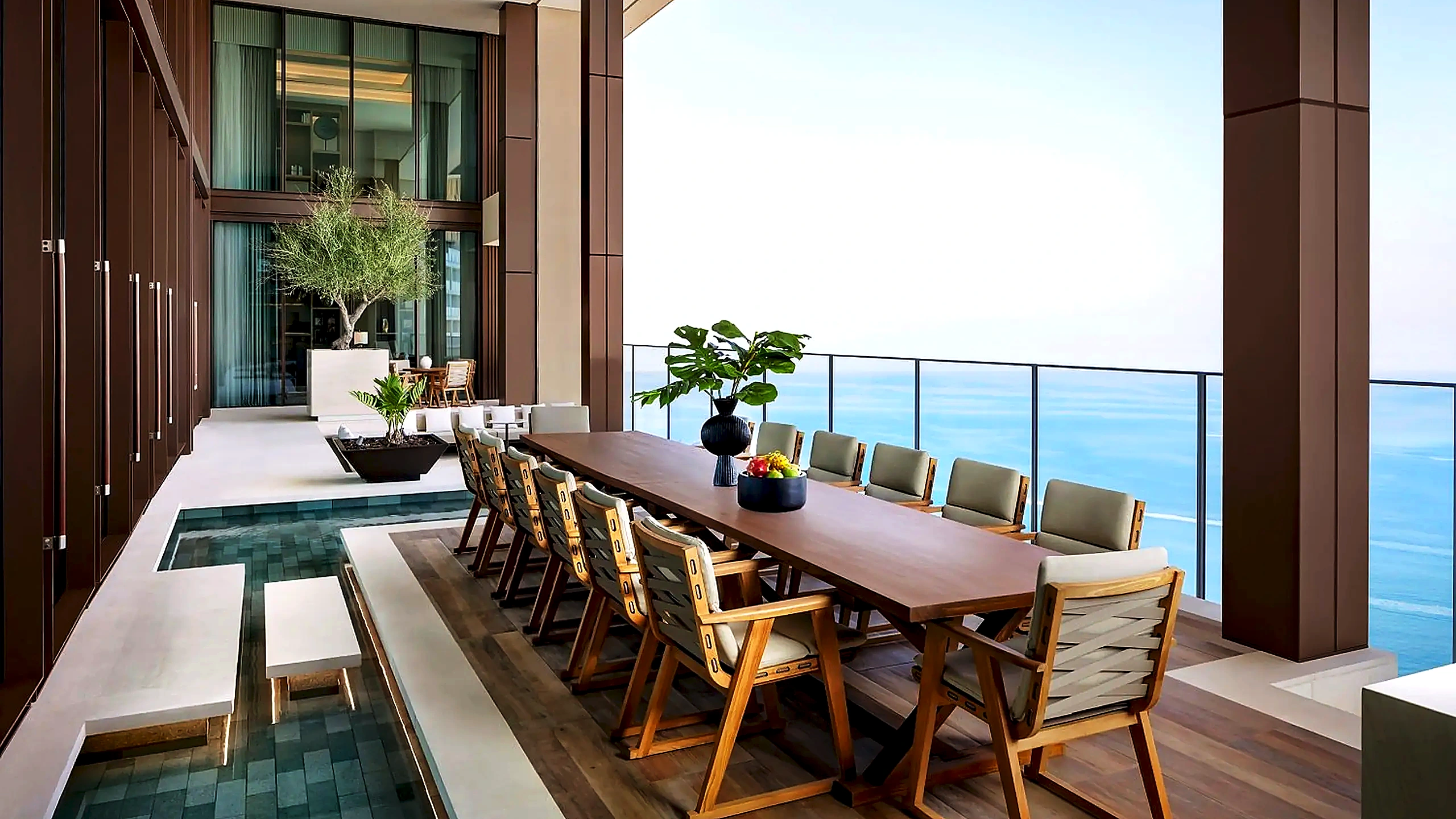 Royal Mansion north terrace outdoor dining table with private butler service at Atlantis The Royal