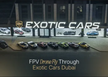 Inside the Exotic Cars Dubai showroom - official drone video still