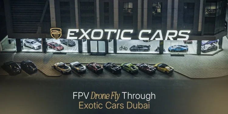 Inside the Exotic Cars Dubai showroom - official drone video still