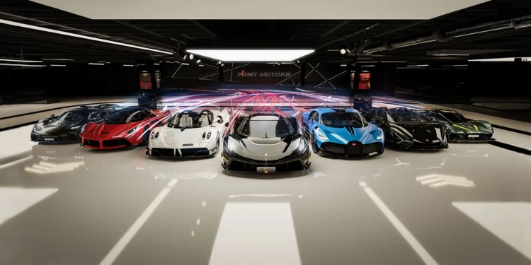 F1rst Motors Dubai showroom with luxury hypercar collection