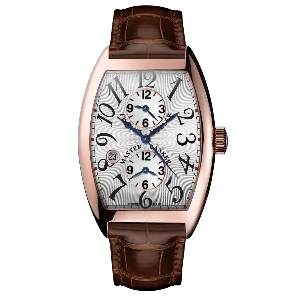 Franck Muller Master Banker with white dial and brown leather strap