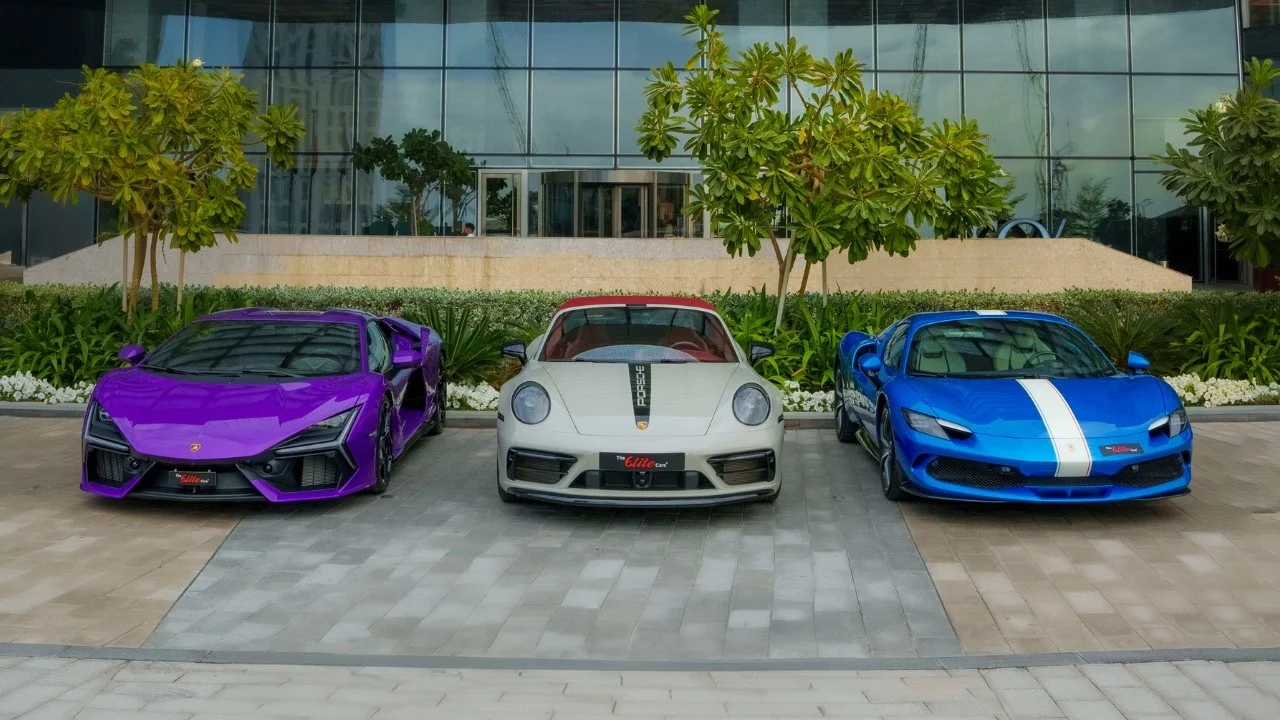 New luxury cars arriving at The Elite Cars showroom in Dubai